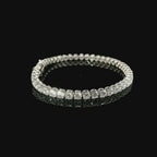 White gold wire tennis bracelet with brilliant-cut lab-grown diamonds, 5.54 carats.