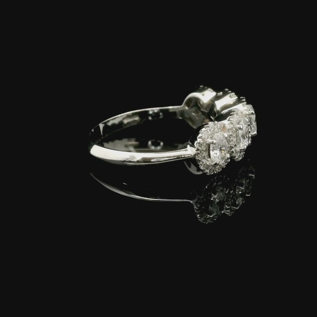 White gold band with 5 brilliant-cut lab-grown diamonds, 2.10 carats.