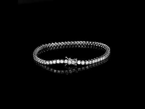 Bracciale Tennis a filo in oro bianco con diamanti lab-grown taglio brillante, 4,60 carati.