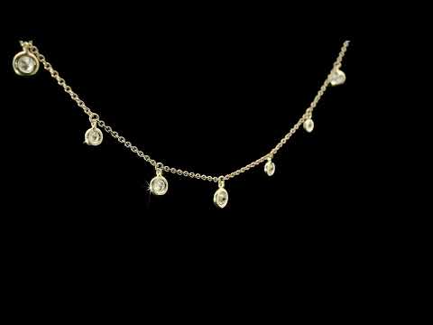 Girocollo in oro giallo con pendenti di diamanti lab-grown taglio brilante, 0,75 carati.