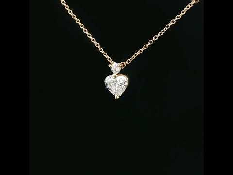 Girocollo in oro giallo con diamanti Lab-Grown taglio cuore e brillante, 1,23 carati.