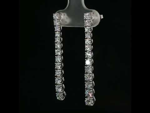 Orecchini tennis in oro bianco con diamanti Lab-Grown taglio brillante, 3,04 carati.