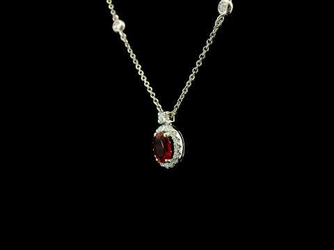 Girocollo in oro bianco con rubino Lab-Grown e diamanti Lab-Grown taglio Brillante.