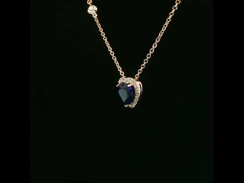 Girocollo in oro rosa con zaffiro Lab-Grown taglio cuore e diamanti Lab-Grown taglio brillante.