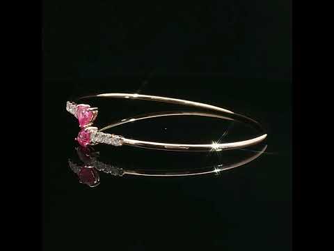 Bracciale Twin in oro rosa con zaffiri rosa Lab-Grown e diamanti Lab-Grown taglio brillante.