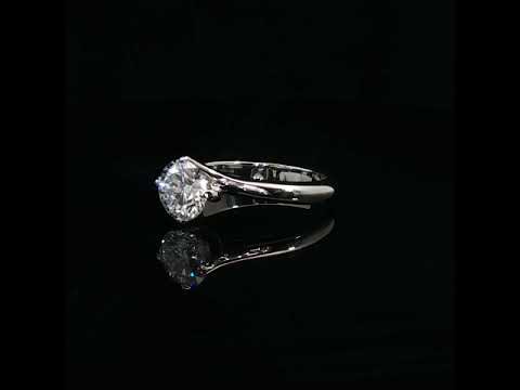 Solitario in oro bianco con diamante Lab-grown taglio brillante, 1,38 carati.