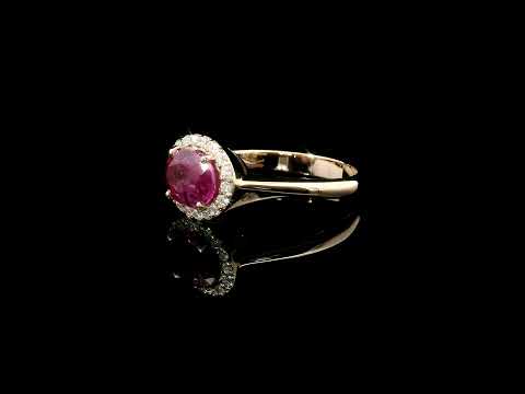 Anello in oro rosa con zaffiro rosa Lab-Grown taglio ovale e diamanti Lab-Grown taglio brillante.