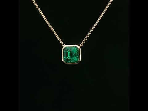 Girocollo Aurea in oro giallo con smeraldo lab-Grown taglio asscher, 1,62 carati.