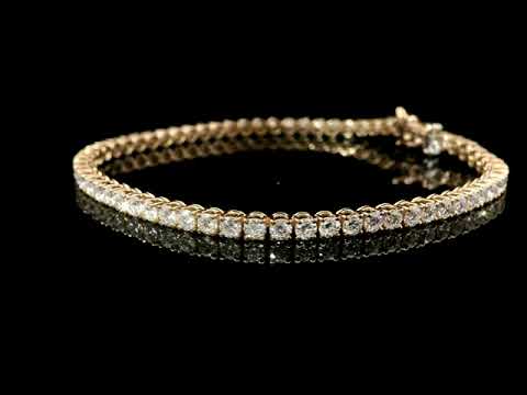Bracciale tennis a filo in oro rosa e diamanti lab-grown taglio brillante, 4,50 carati.