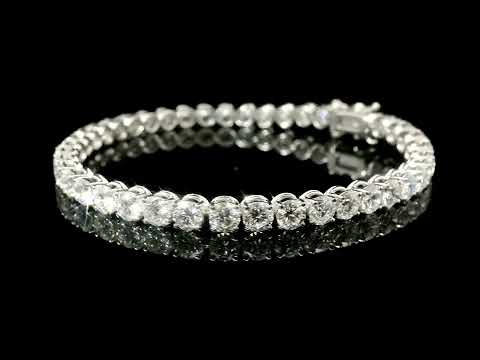 Bracciale tennis a filo in oro bianco e diamanti lab-grown taglio brillante, 11,84 carati.