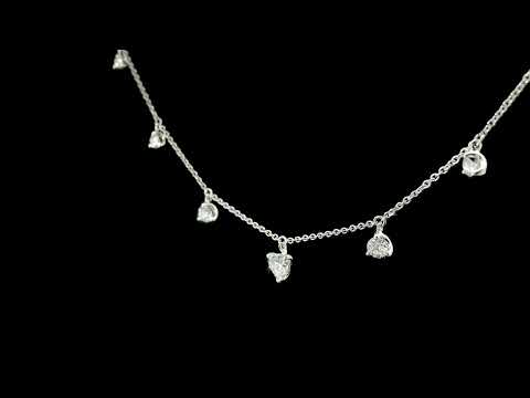 Girocollo con spot pendent in oro bianco con diamanti lab-grown taglio brilante e cuore, 1,24 carati.