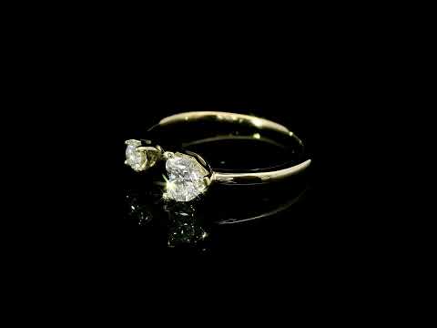 Bilogy aperto in oro giallo con diamanti lab-grown taglio cuore e billante, 0,39 carati.
