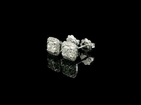 Orecchini dreams in oro bianco e diamanti lab-grown taglio princess e brillante, 1,82ct.