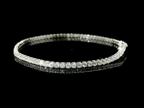 Bracciale tennis a filo in oro bianco e diamanti lab-grown taglio brillante, 2,58 carati.