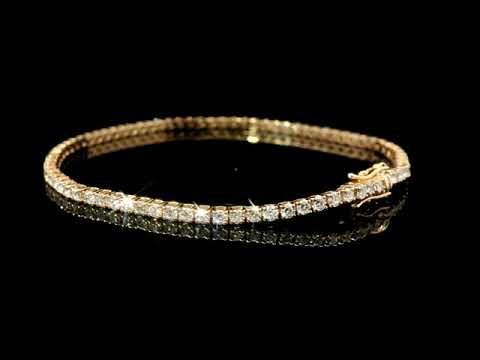 Bracciale tennis a filo in oro rosa e diamanti lab-grown taglio brillante, 2,58 carati.