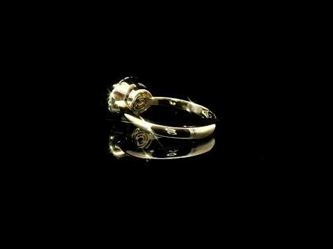 Anello in oro giallo con zaffiro Lab-Grown e diamanti Lab-Grown taglio brillante.