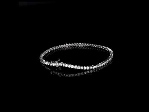 Bracciale Tennis a filo in oro bianco con diamanti lab-grown taglio brillante, 3,11 carati.