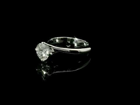 Solitario in oro bianco con diamante lab-grown taglio brillante, 1,08 carati.