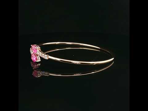 Bracciale Twin in oro rosa con zaffiri rosa Lab-Grown taglio goccia e diamanti Lab-Grown taglio brillante.