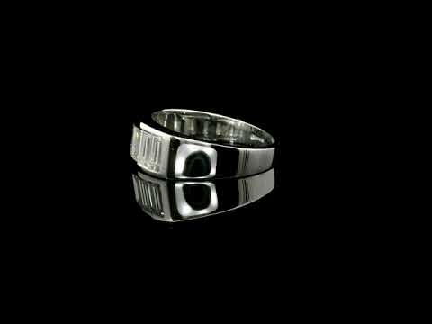 Fedina in oro bianco e diamanti Lab-Grown taglio baguette, 1,60 carati.