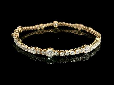Bracciale Tennis con spot a filo in oro rosa con diamanti lab-grown taglio brillante, 5,85 carati.