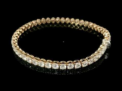 Bracciale tennis a filo in oro rosa e diamanti Lab-grown taglio brillante, 7,54 carati.