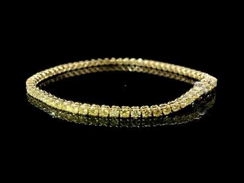 Bracciale tennis a filo in oro giallo e diamanti lab-grown taglio brillante, 3,58 carati.