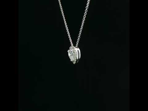 Girocollo in oro bianco con diamante lab-grown taglio cuore e contorno taglio brillante, 0,64 carati.