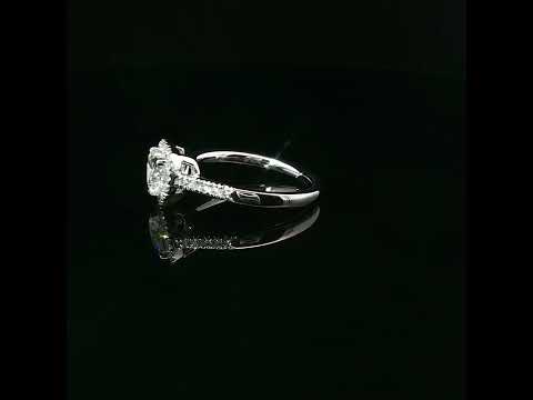 Anello in oro bianco con diamanti Lab-Grown taglio cuore e brillante, 1,06.