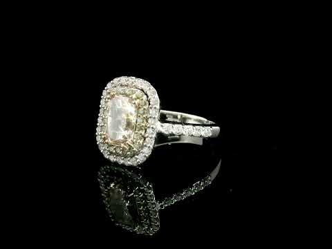 Anello in oro Bianco e Diamanti Lab-Grown taglio Radiant Fancy Pink e taglio Brillante, 2,38 carati.