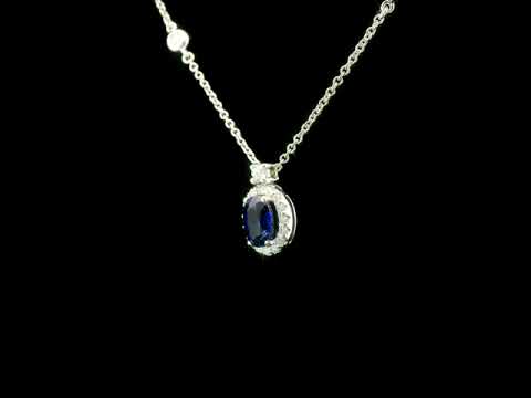Girocollo in oro bianco con zaffiro Lab-Grown e diamanti Lab-Grown taglio brillante.