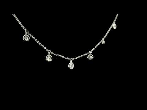 Girocollo in oro bianco con pendenti di diamanti lab-grown taglio brillante, 0,75 carati.