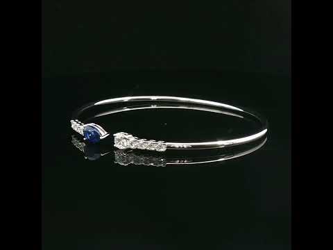 Bracciale Twin in oro bianco con zaffiro Lab-Grown taglio goccia e diamanti Lab-Grown taglio brillante.