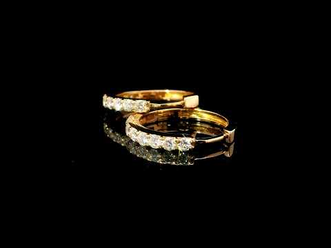 Yellow gold hoop earrings with brilliant-cut diamonds, 1.17 carats.