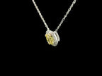 Girocollo dreams in oro bianco e diamante lab-grown taglio cuscino fancy yellow e taglio brillante, 1,12 carati.