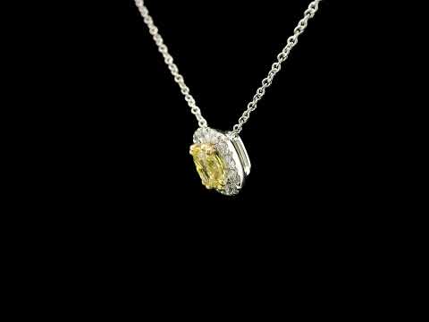 Girocollo dreams in oro bianco e diamante lab-grown taglio cuscino fancy yellow e taglio brillante, 1,12 carati.