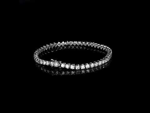 White gold wire tennis bracelet with brilliant-cut lab-grown diamonds, 5.54 carats.