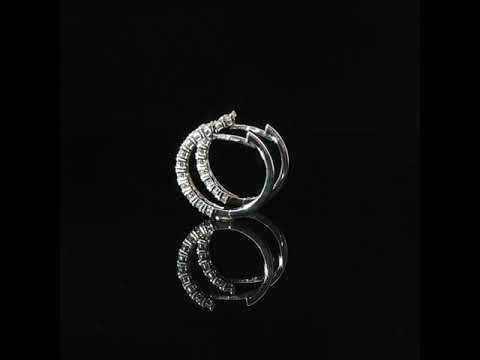 Orecchini cerchio in oro bianco con diamanti Lab-Grown taglio brillante, 0,57 carati.